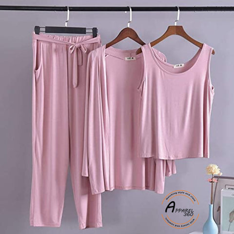 Baby Pink 03 Pcs Sleep Wear