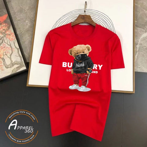 Bear Bunny Half Sleeves T-shirts in Red