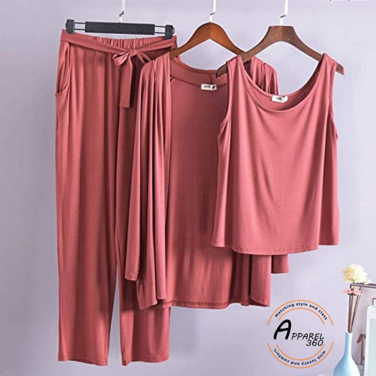 Hot Pink 03 Pcs Sleep Wear