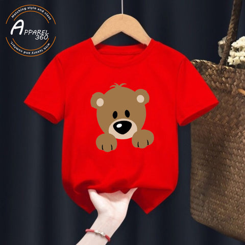 Red Bear Printed Short-Sleeves T.Shirt