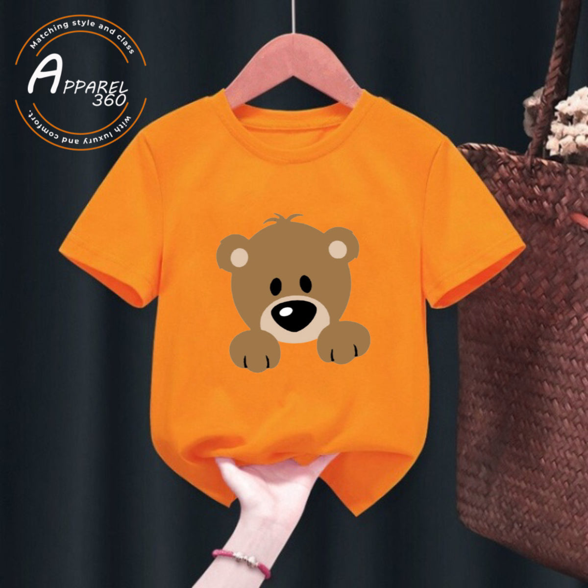 Orange Bear Printed Short-Sleeves T.Shirt