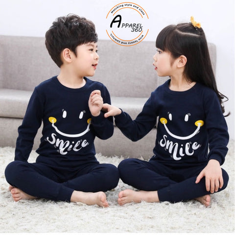 Navy Blue Smile Print Kids Wear