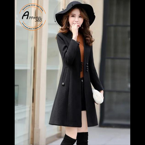 Black Casual Fleece Long Coat