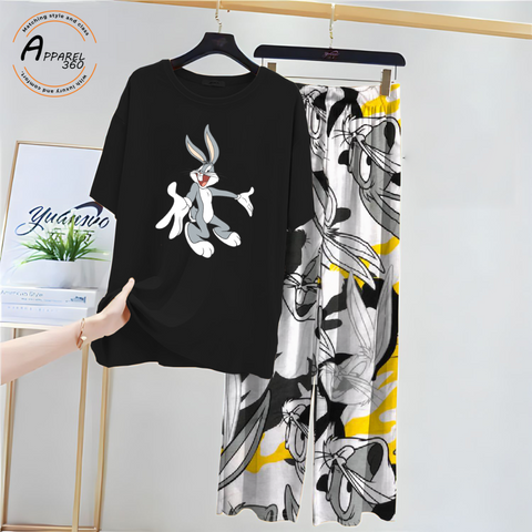 Black Bugs Bunny Printed PJ Set