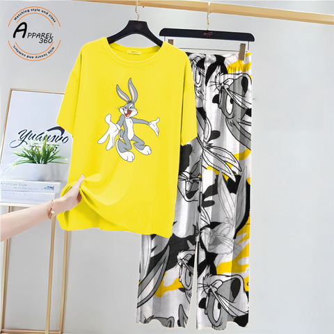 Yellow Bugs Bunny Printed PJ Set