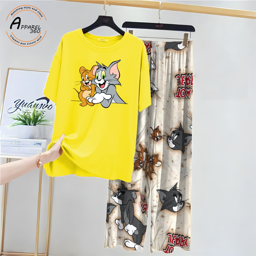 Yellow Tom & Jerry Printed PJ Set