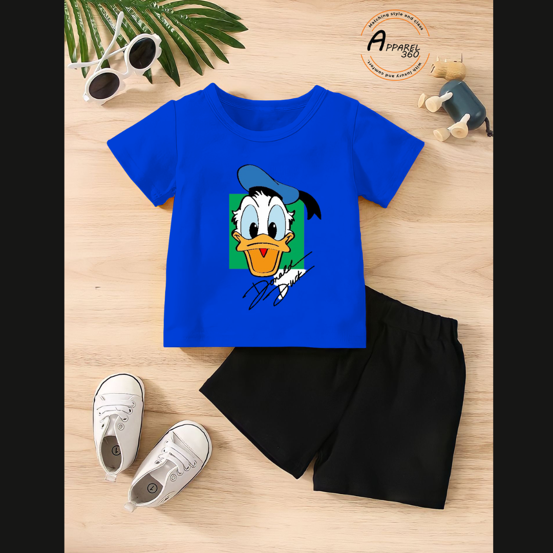 Blue Donald Duck Printed Tee & Shorts Set