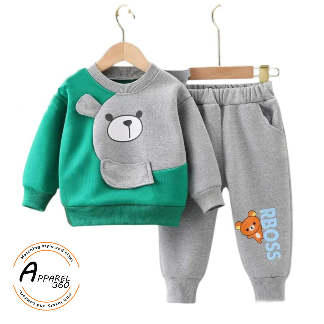 Green & Grey Boss Kids Sweatshirt & Trouser