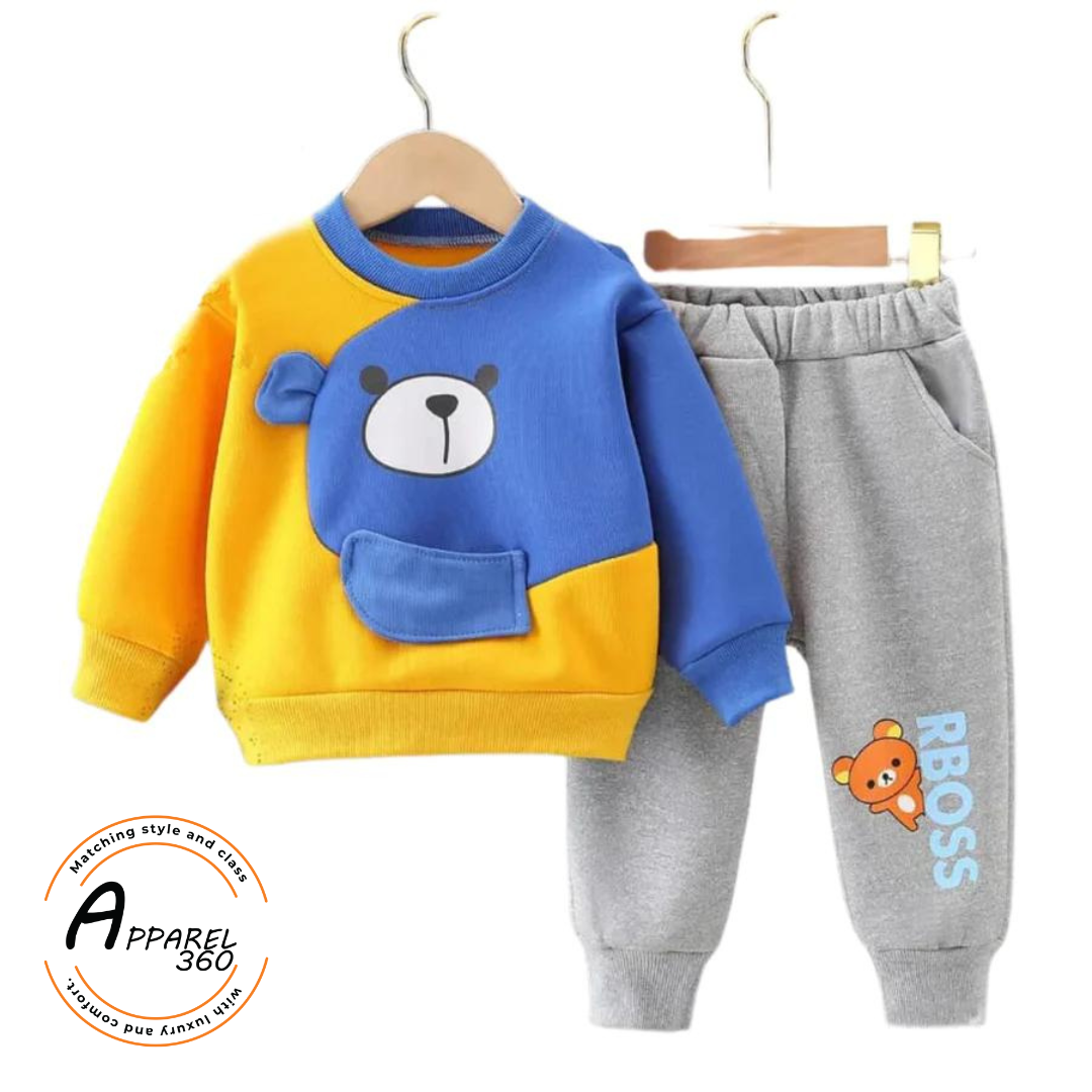 Yellow & Blue Boss Kids Sweatshirt & Trouser