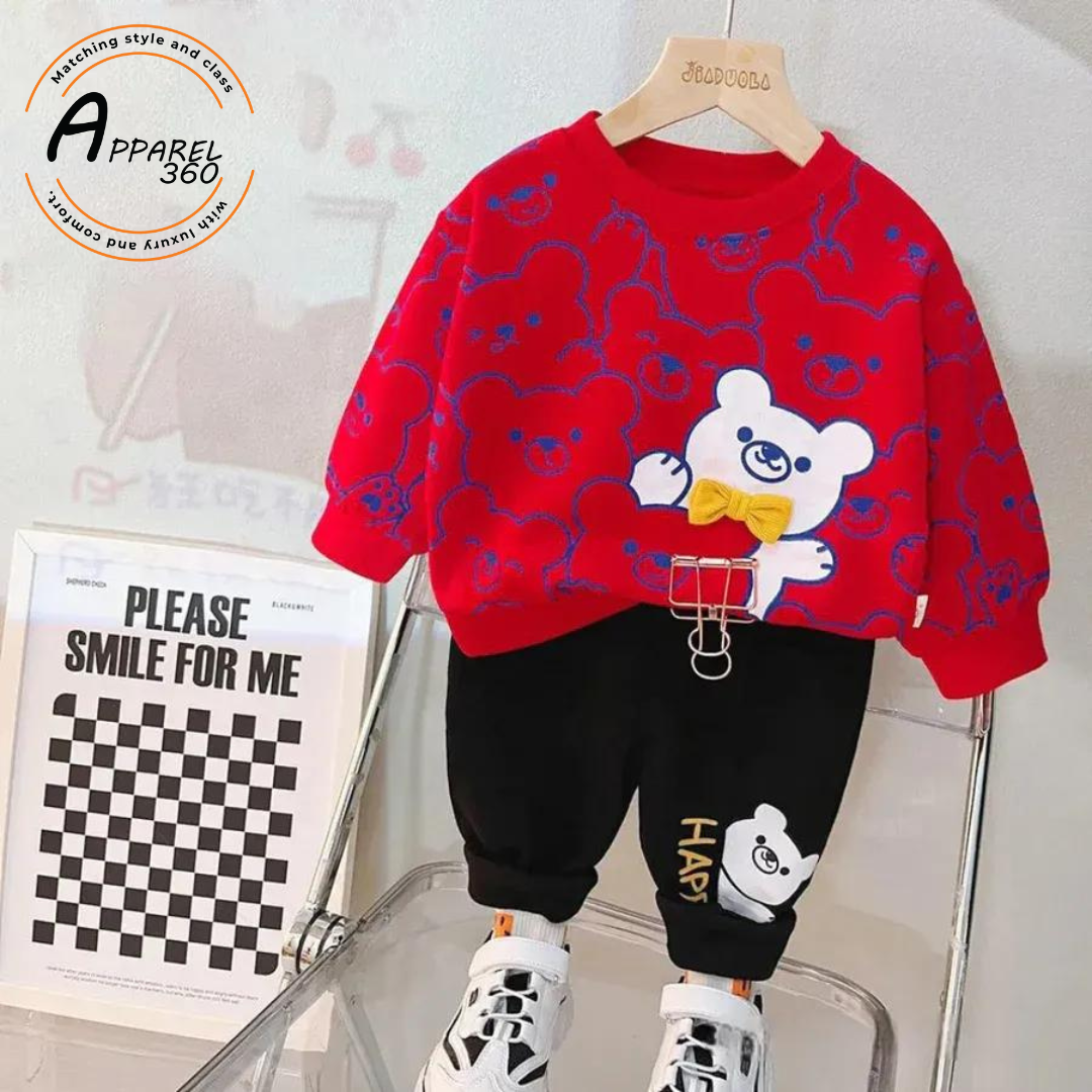 Red & White Bunny Kids Sweatshirt & Trouser