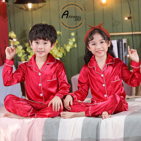 Red Kids Silk Pajamas Set  1 review