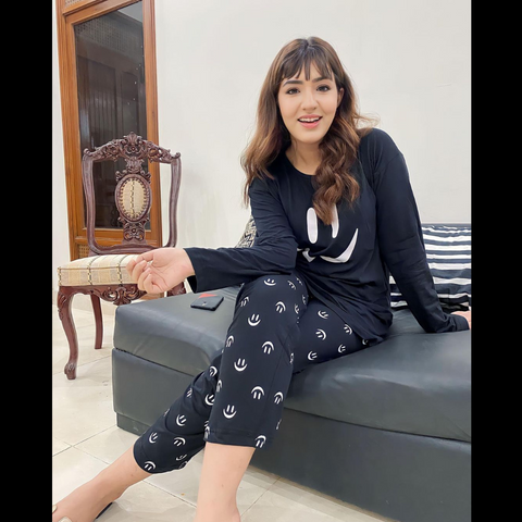 Black Smile Casual Pj Nightsuit