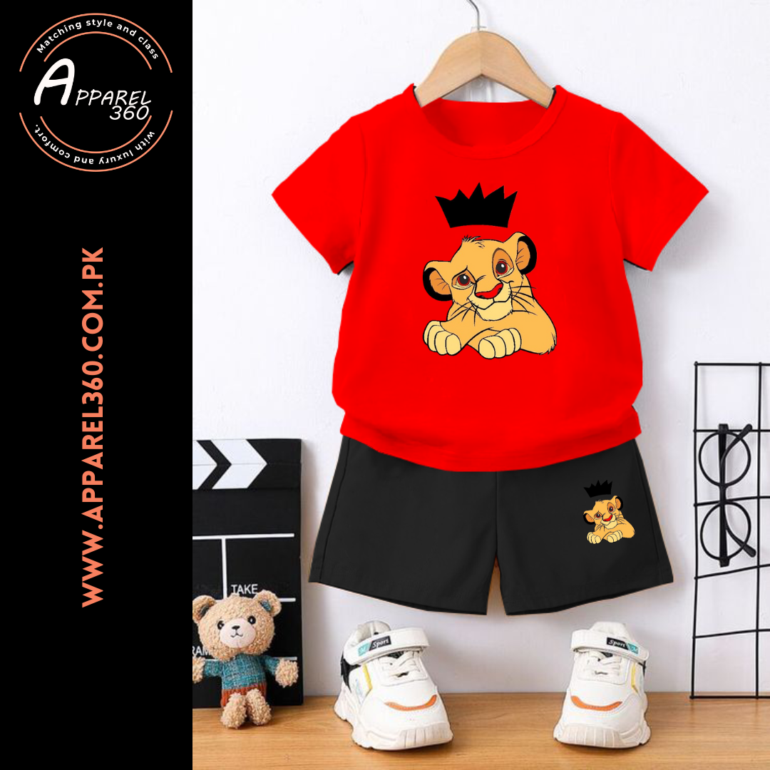 Red Future King Printed Tee & Shorts Set