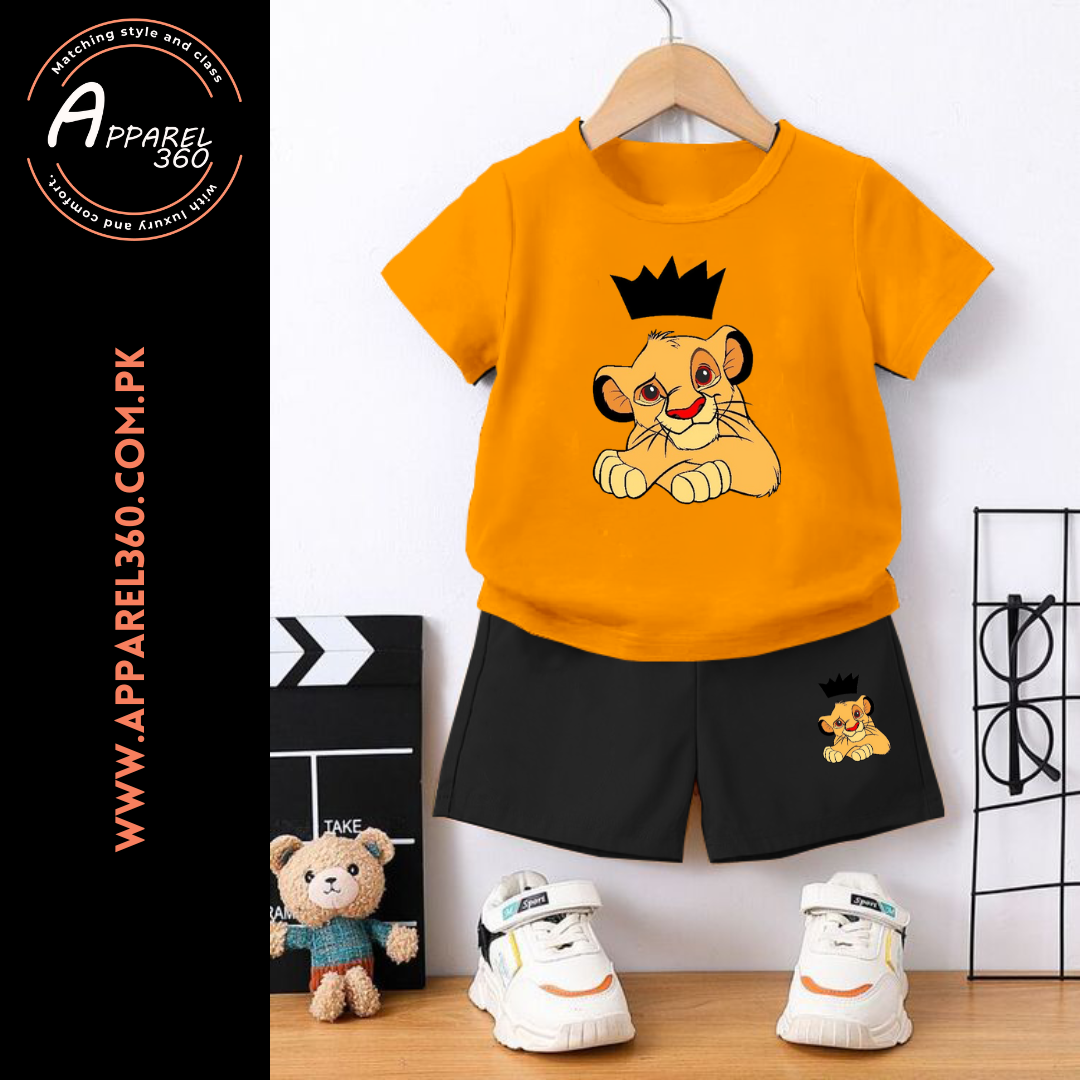 Orange Future King Printed Tee & Shorts Set