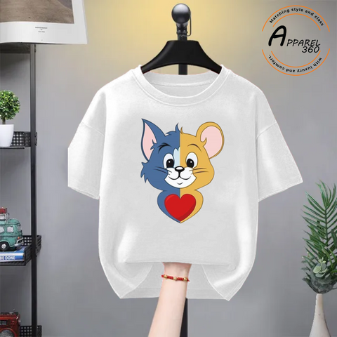 White Tom & Jerry Printed Short-Sleeves T.Shirt