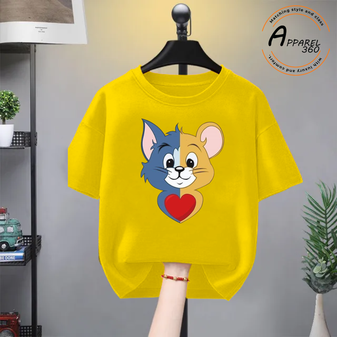 Yellow Tom & Jerry Printed Short-Sleeves T.Shirt