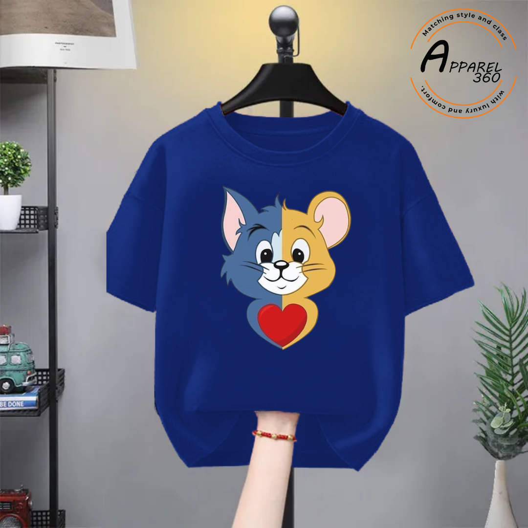 Blue Tom & Jerry Printed Short-Sleeves T.Shirt