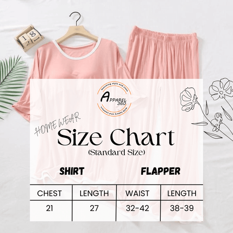 Baby Pink Round Neck T-Shirt With Piping Flapper Style Trouser Home Wear