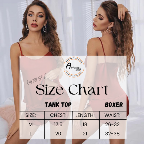 Red Women Sexy Satin Pajamas Sets Short Sling Top with Cami Shorts