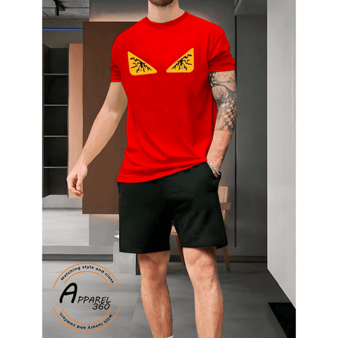 Fendi Angry Eyes Printed T.Shirt & Shorts (Tracksuit) Red