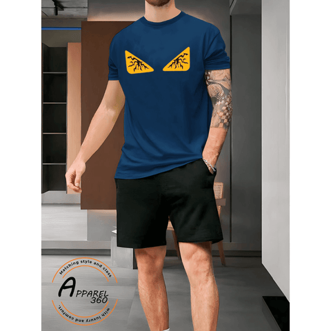 Fendi Angry Eyes Printed T.Shirt & Shorts (Tracksuit) Navy Blue