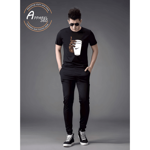 Nike Cup Printed T.Shirt & Trouser (Tracksuit) Black