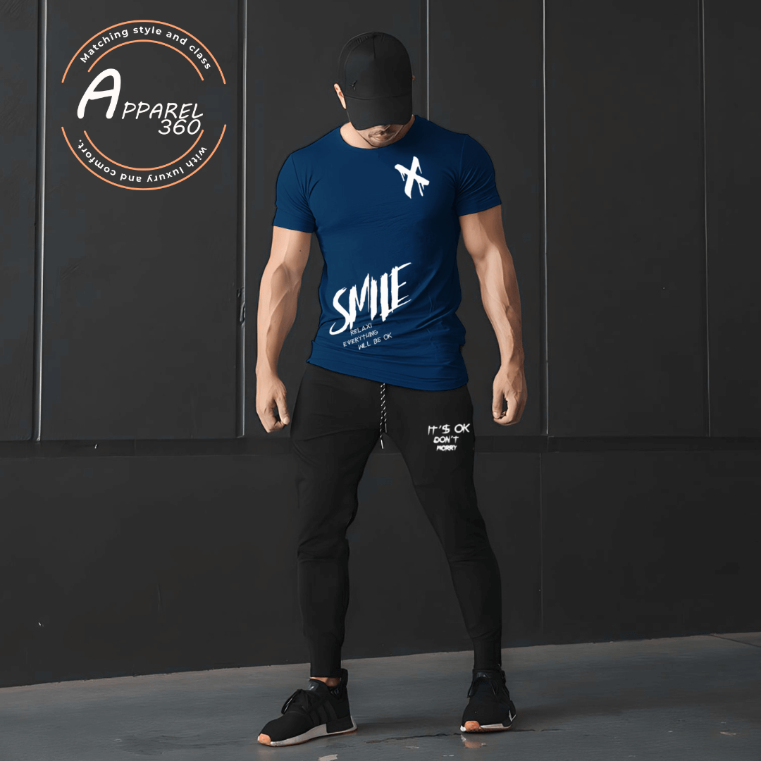 X-Smile Printed T.Shirt & Trouser (Tracksuit) Navy Blue