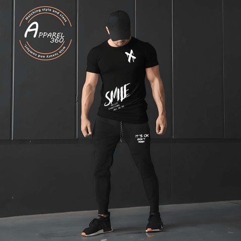 X-Smile Printed T.Shirt & Trouser (Tracksuit) Black