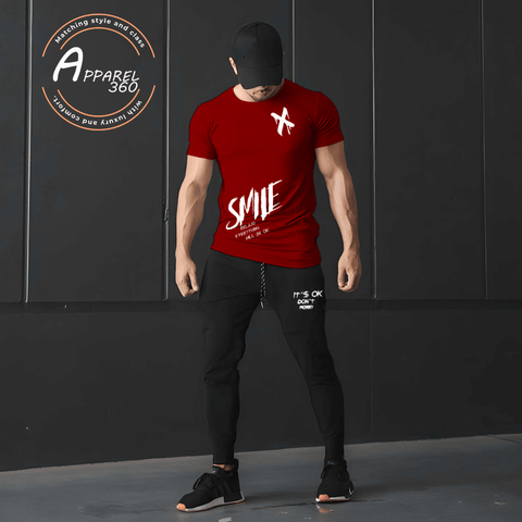 X-Smile Printed T.Shirt & Trouser (Tracksuit) Mehroon