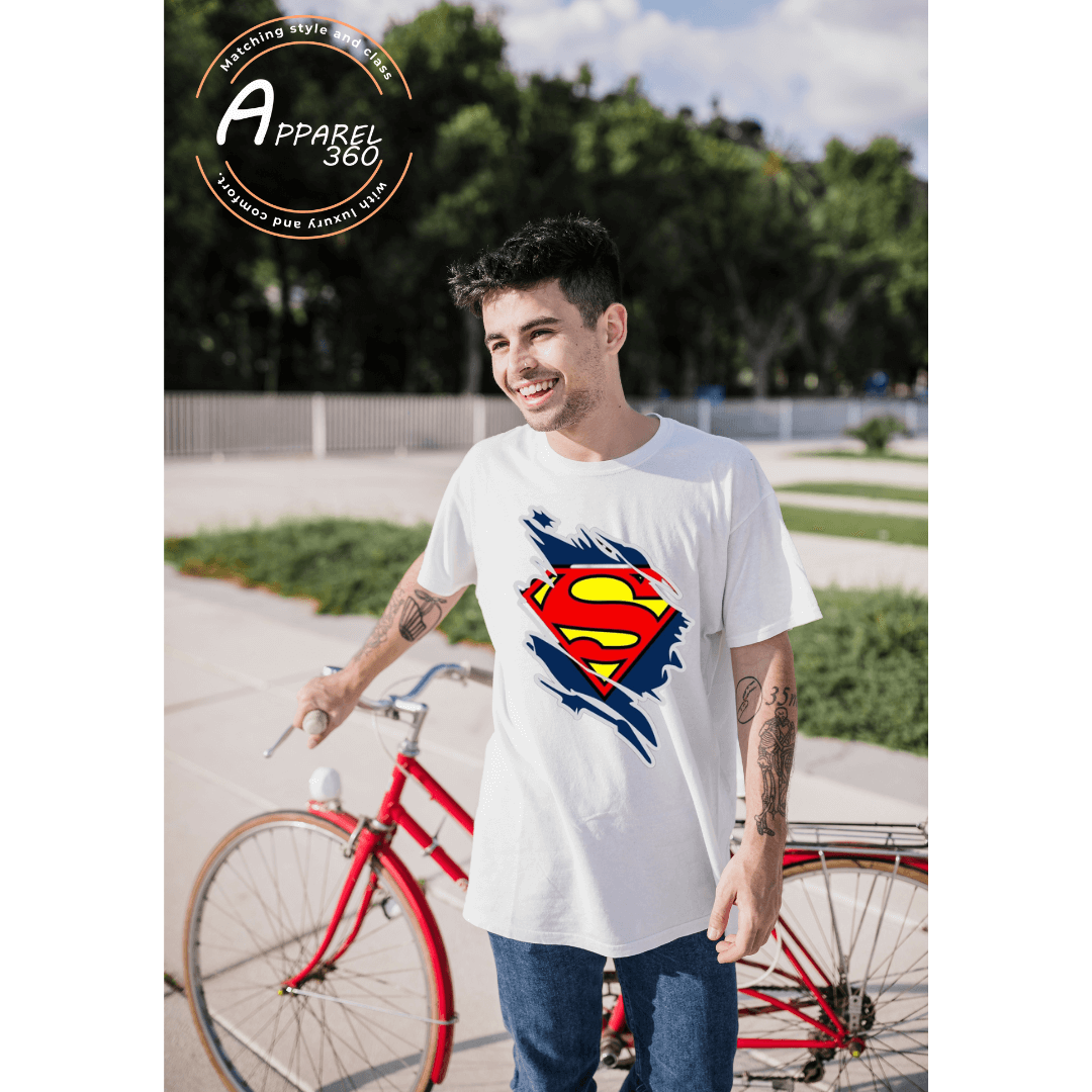 Superman Half Sleeves T-Shirts In White